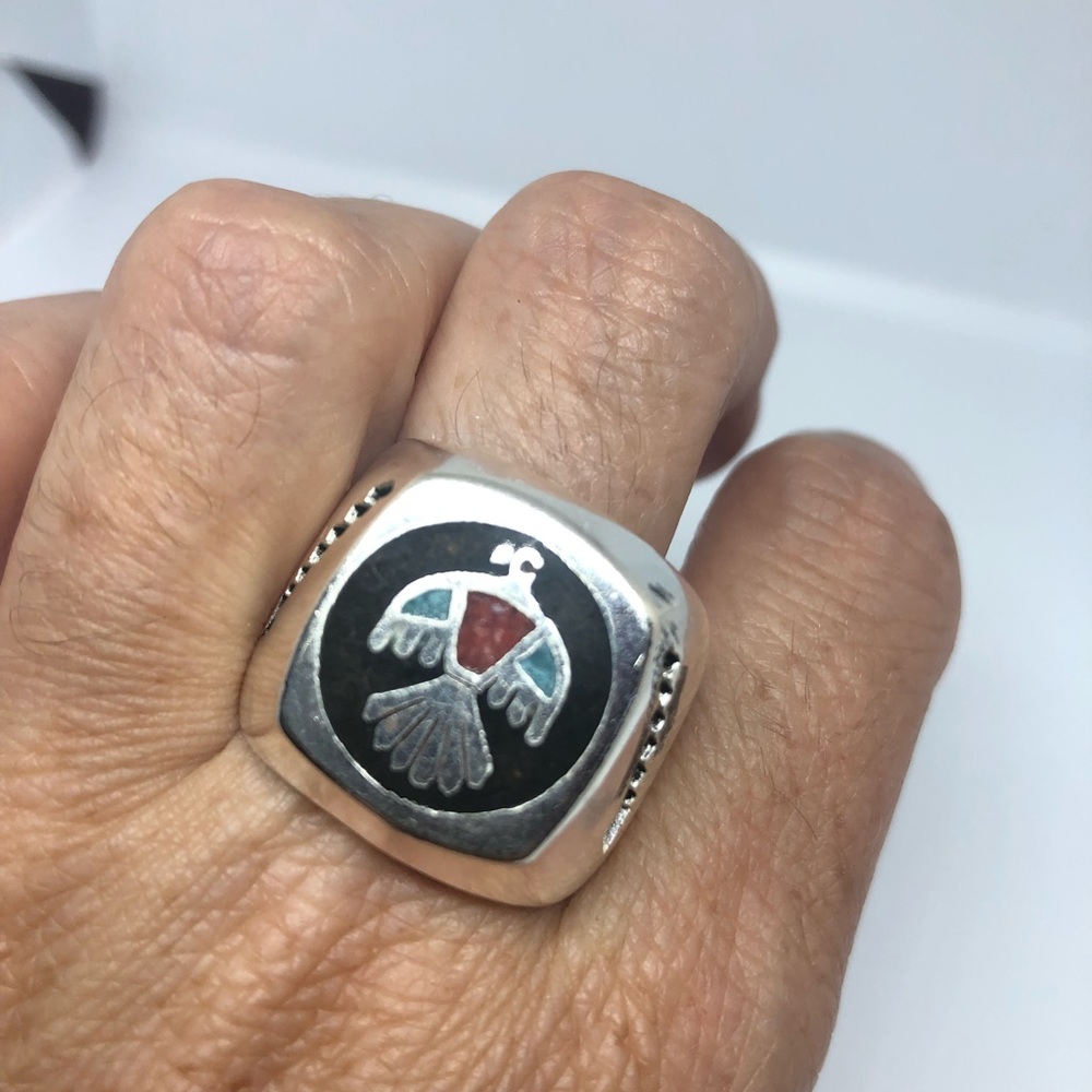 Vintage Southwestern Turquoise Thunderbird Ring